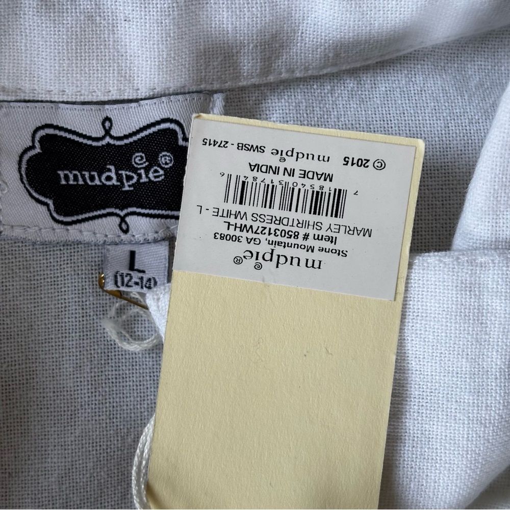 NWT Mud Pie Sleeveless White Cotton Shirt Dress | Size XL - Picture 9 of 9